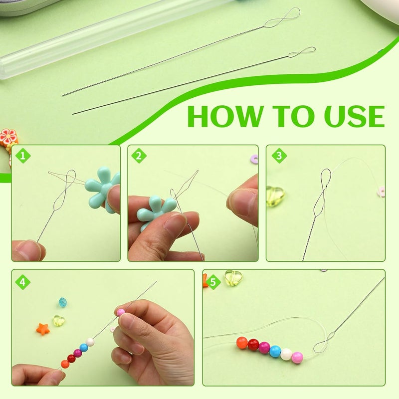 UOOU 32 Pcs Beading Needles Set, 8 Sizes Big Eye Seed Bead Needles,Twist Beading Needles, Jewelry Making Supplies Beading Needle for Jewelry Making - Image 5
